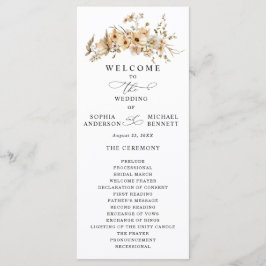 Beige Wild Flowers Wedding Program