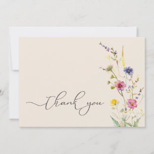 Beige Wildblomma Vår Blommigt Baby Shower Tack Kort