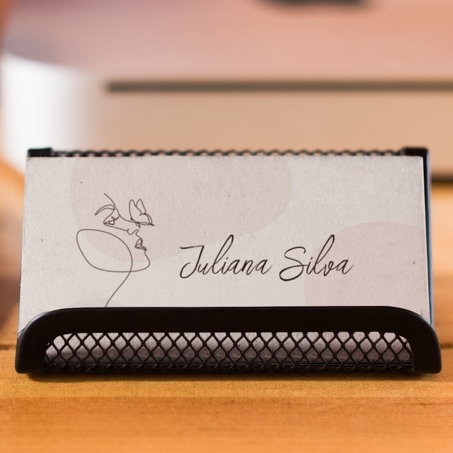 Beige Women Hair Salon Nail Art Makeup Artist Visitkort (Skapare uppladdad)