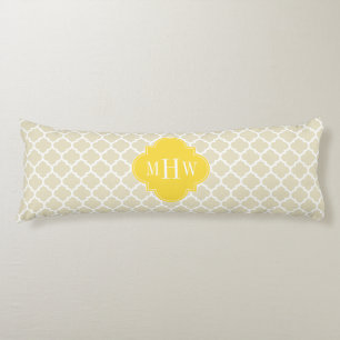 Beige, Wt Marockansk #5 Ananas 3 Initial Monogramm Kroppskudde