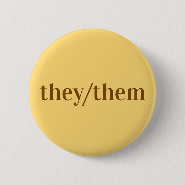 Beige yellow Pronoun Button They/Them Knapp (Framsida)