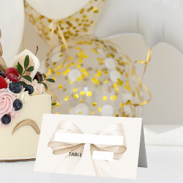 Beigecrèmefärgad rosett Elfenbensvita platskort |  Placeringskort