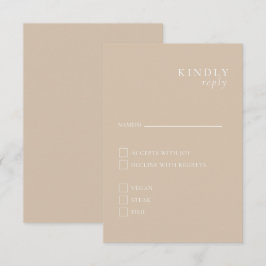 Beigefärgad minimalistisk elegant RSVP-kort Tilläggskort