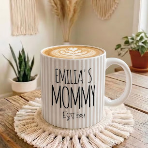 Beigefärgad Randig Pastell Mamma Pappa Ny Mamma An Kaffemugg