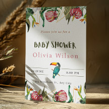 Beigefärgad söt blommig baby shower-inbjudan