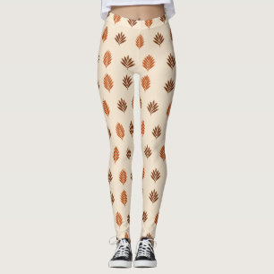 Beigefärgade och bruna blad leggings