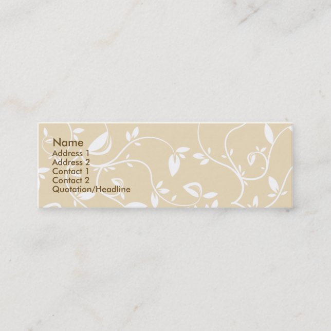 Beigelöv - smala mini visitkort (Framsida)