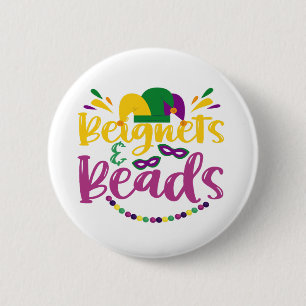 Beignets & Pärlor Funny Mardi Gras Carnival Gift Knapp