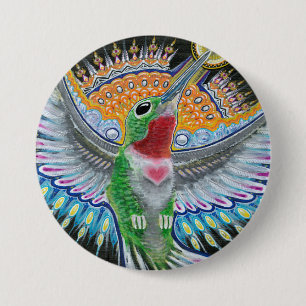 Beija Flor ("blommaKisser") Hummingbirdmålning Knapp