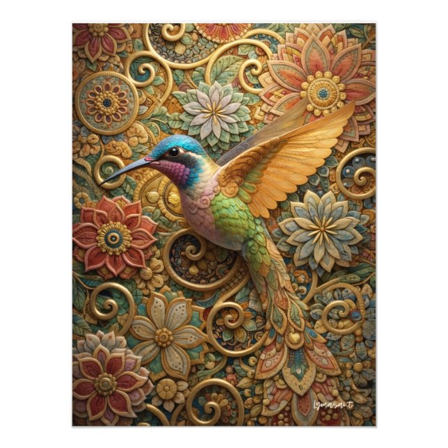 Beija-Flor em Flores Ornamentais Fototryck (Framsidan)