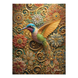 Beija-Flor em Flores Ornamentais Fototryck