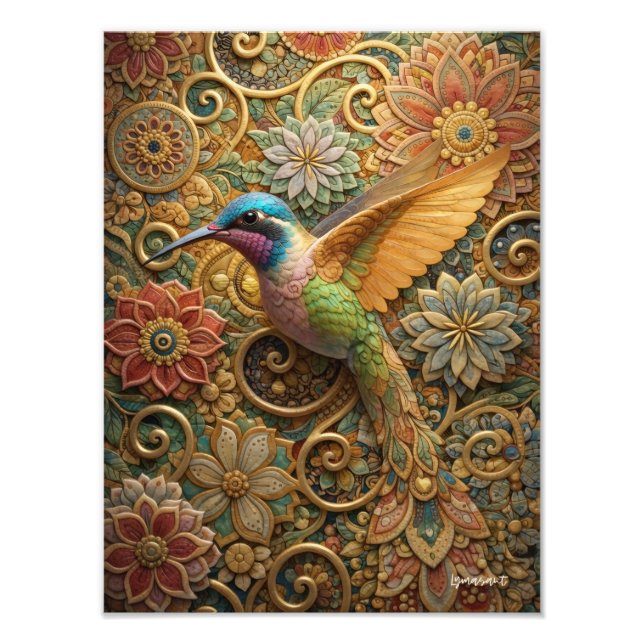 Beija-Flor em Flores Ornamentais Fototryck (Framsidan)