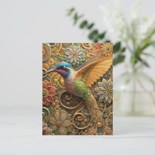 Beija-Flor em Flores Ornamentais Vykort (Stående Fram)