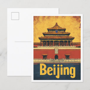 Beijing China Art Vintage resor Illustration Vykort