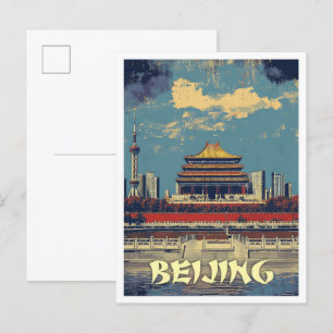 Beijing China Art Vintage resor Illustration Vykort