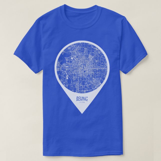 Beijing China City Karta Travel Pin T Shirt (Design framsida)