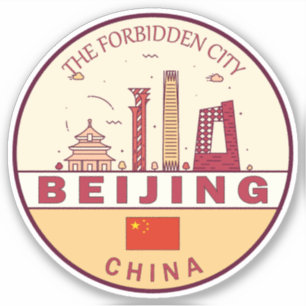 Beijing China City Skyline Emblem Klistermärken