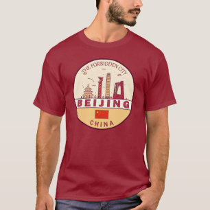 Beijing China City Skyline Emblem T Shirt