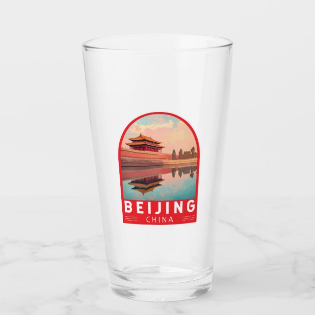 Beijing China Travel Art Emblem Glaskopp (Framsida)