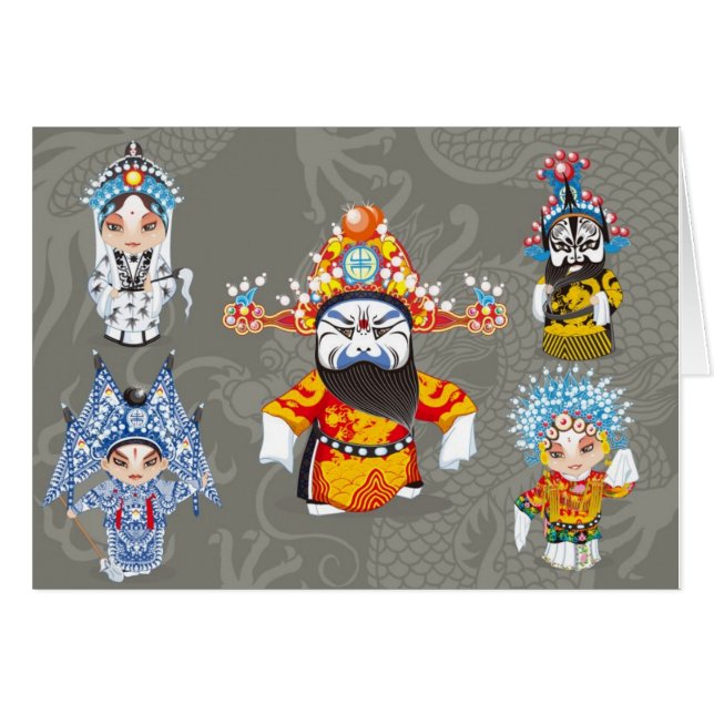 Beijing operaroller hälsningskort (Framsidan Horizontal)