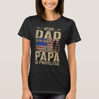 Being A Dad Papa  Retro  Fathers Day USA Flag 1 T Shirt