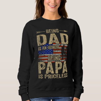 Being A Dad Papa  Retro  Fathers Day USA Flag 1 T Shirt