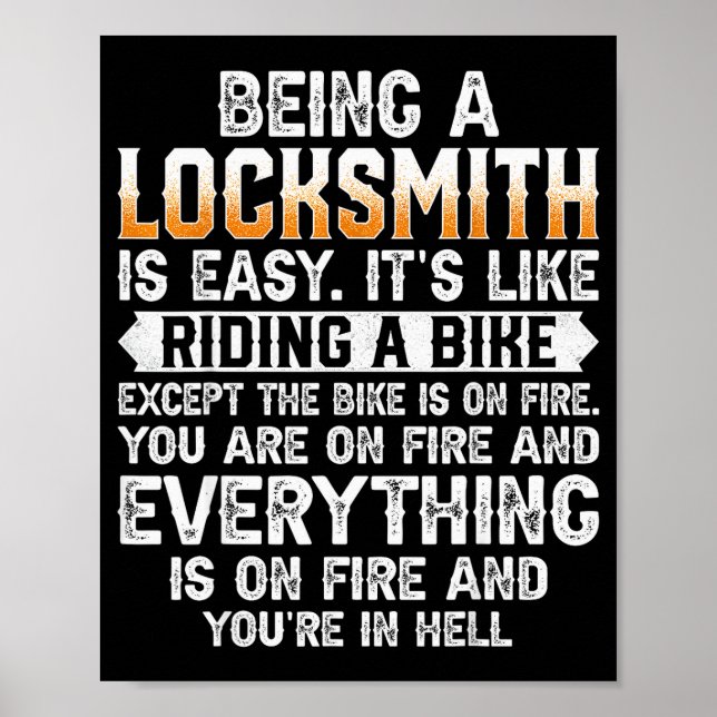 Being A Locksmith Is Easy - Funny Lock Picker Lock Poster (Framsidan)