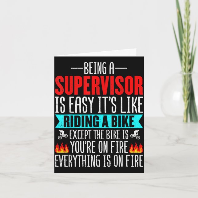 Being A Supervisor Is Easy - Bike Riding Superviso Kort (Framsida)