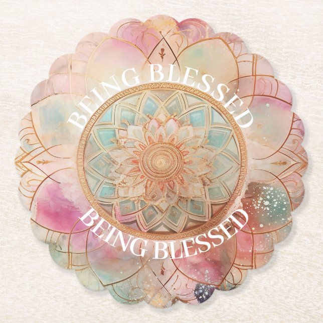 *~* BEING BLESSED AP2 HELIG Mandala Underlägg Papper (Framsida)