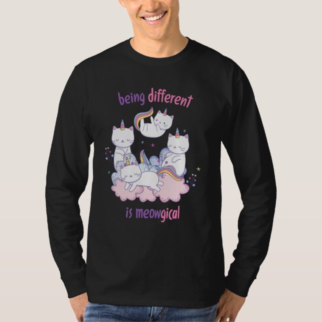 Being different is meowgical Funny unicorn cat T Shirt (Framsida)