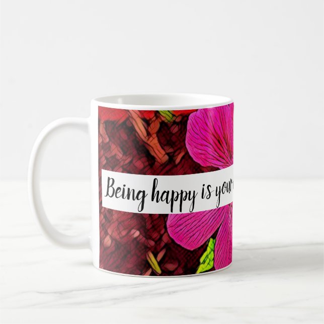 Being happy is your choice blooming flower kaffemugg (Vänster)