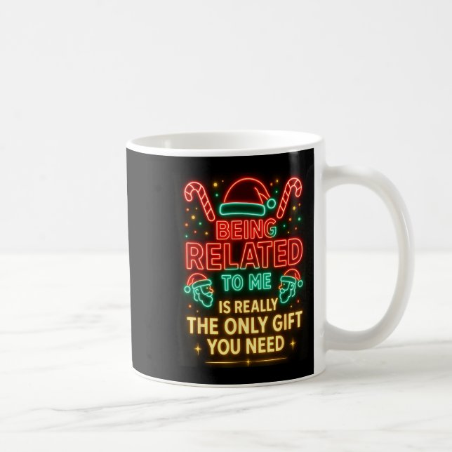 Being Related To Me Funny Christmas Family Xmas Pa Kaffemugg (Höger)
