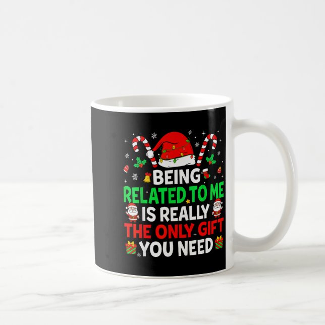 Being Related To Me Funny Christmas Family Xmas Pa Kaffemugg (Höger)