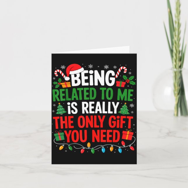 Being Related To Me Funny Christmas Shirts Women M Kort (Framsida)