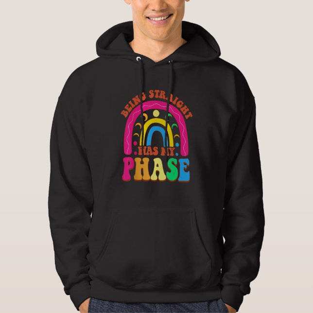 Being Straight Was My Phase Groovy LGBT Pride Mont Hoodie (Framsida)