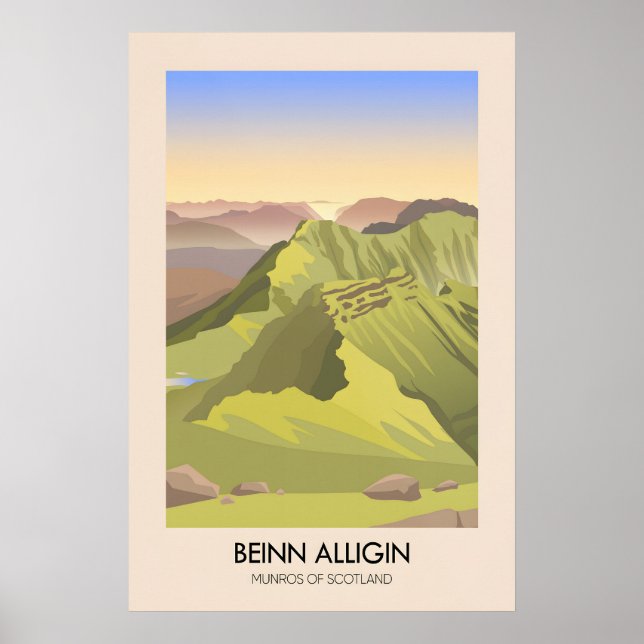 Beinn Alligin Munros i Skottland Resaaffisch Poster (Framsidan)