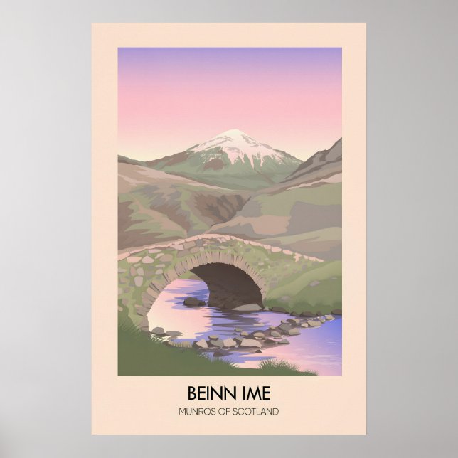 Beinn Ime Munroar i Skottland Reseskylt Poster (Framsidan)