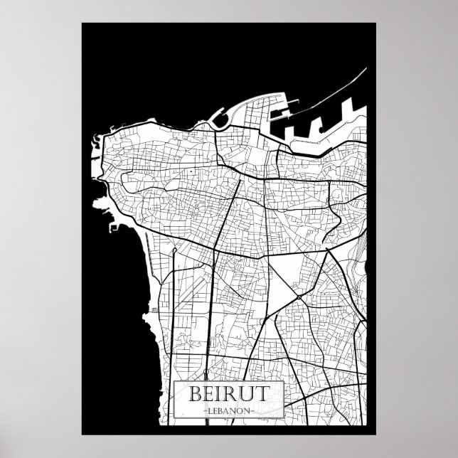 Beirut Lebanon Map Poster (Framsidan)