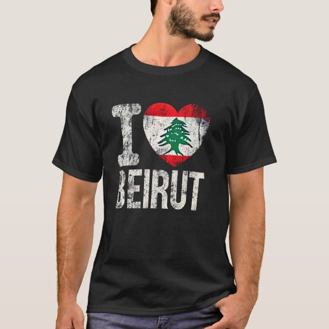 Beirut Libanesisk Flagga I kärlek Beirut T Shirt (Framsida)