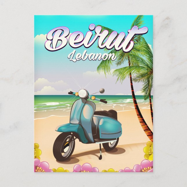 Beirut Libanesiska Scooter-reseaffisch Vykort (Framsida)