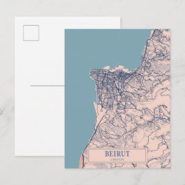 Beirut Libanon Blåsiga Stadskarta Resa Vykort