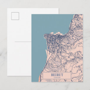 Beirut Libanon Blåsiga Stadskarta Resa Vykort