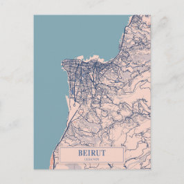 Beirut Libanon Blåsiga Stadskarta Resa Vykort