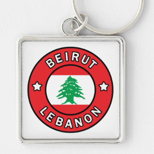 Beirut Libanon Fyrkantig Silverfärgad Nyckelring