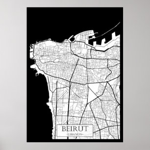 Beirut Libanon Karta Poster