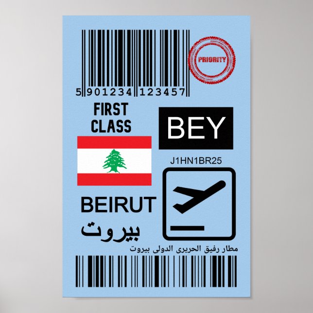 Beirut Libanon resa biljett Poster (Framsidan)