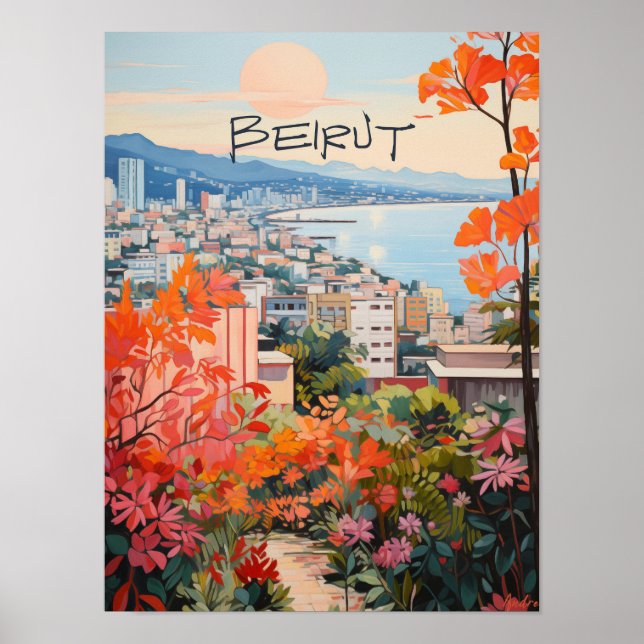 Beirut Libanon Resa Stad Estetik Poster (Framsidan)