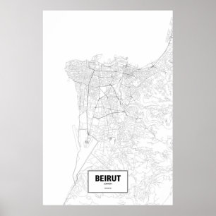 Beirut Libanon (svarten på vit) Poster
