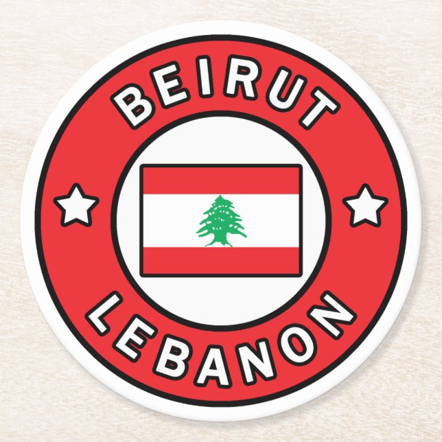 Beirut Libanon Underlägg Papper Rund (Framsidan)