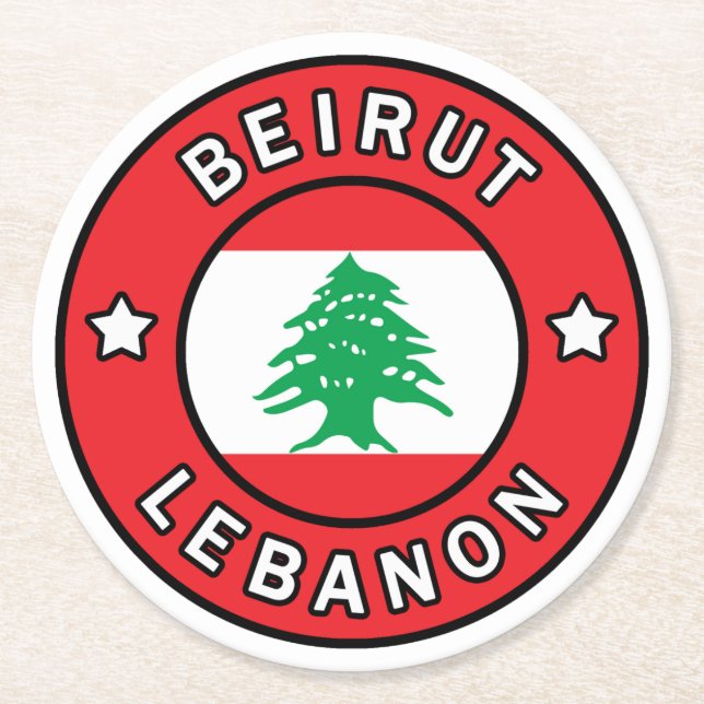 Beirut Libanon Underlägg Papper Rund (Framsidan)